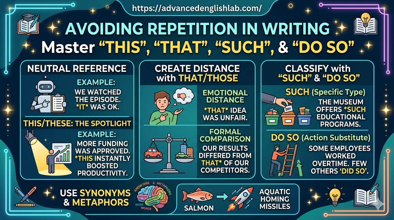 Avoiding repetition in a text