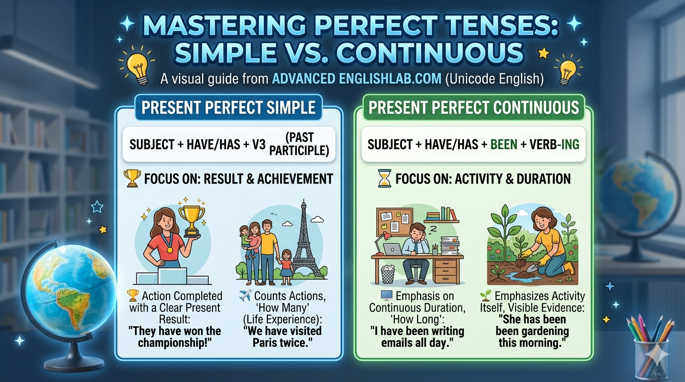 Present perfect simple and continuous