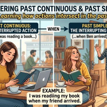create a feature image on "Past continuous and past simple"