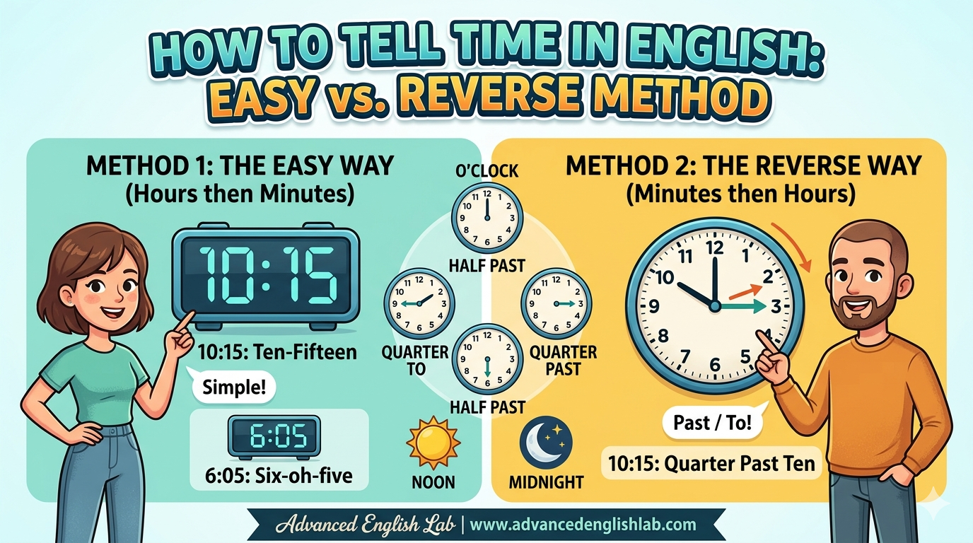How to Tell Time in English The Easy Way vs. The Reverse Way