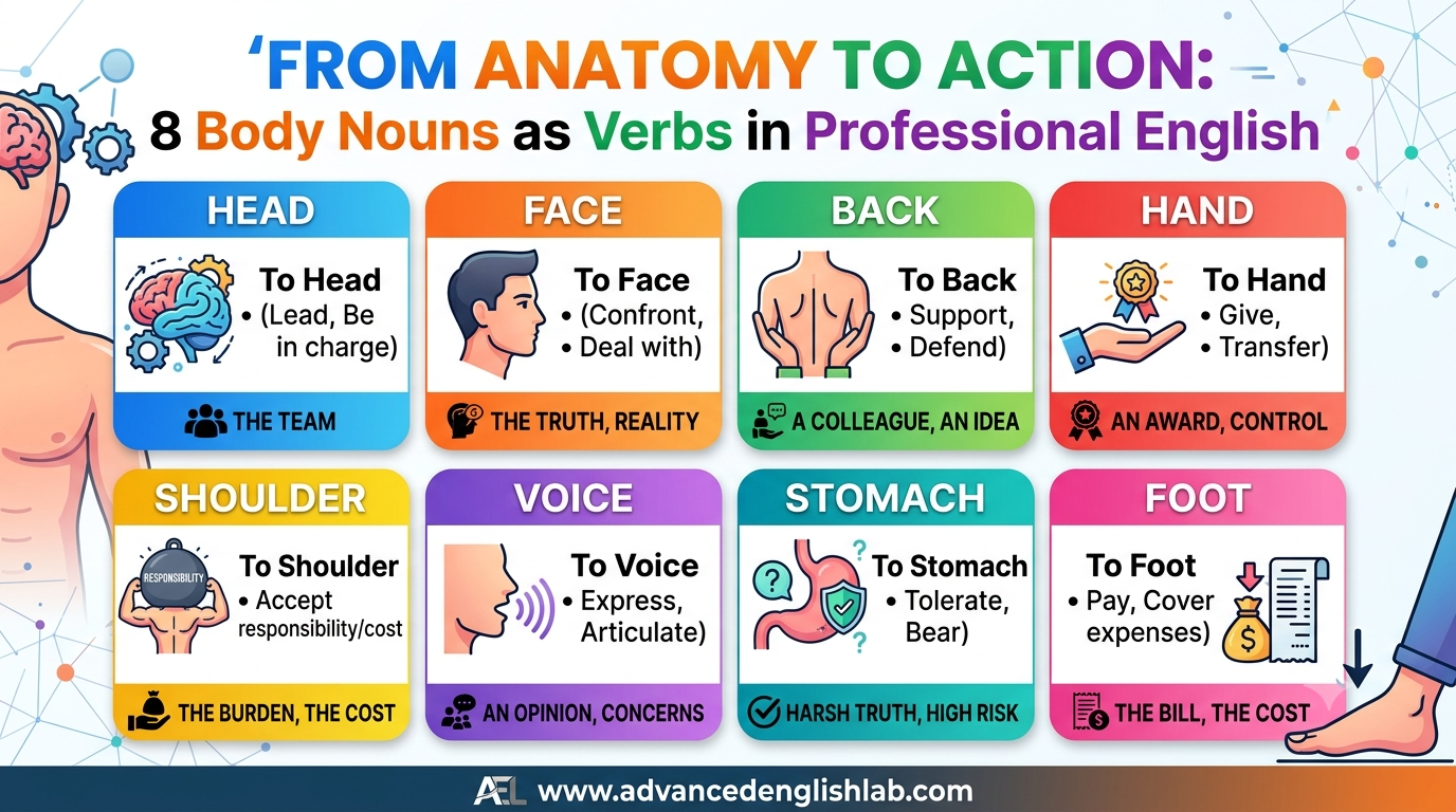 How to Use Body Nouns as Verbs in Professional English