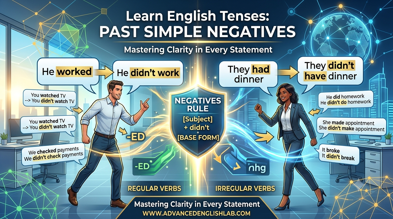 Learn English Tenses PAST SIMPLE NEGATIVES