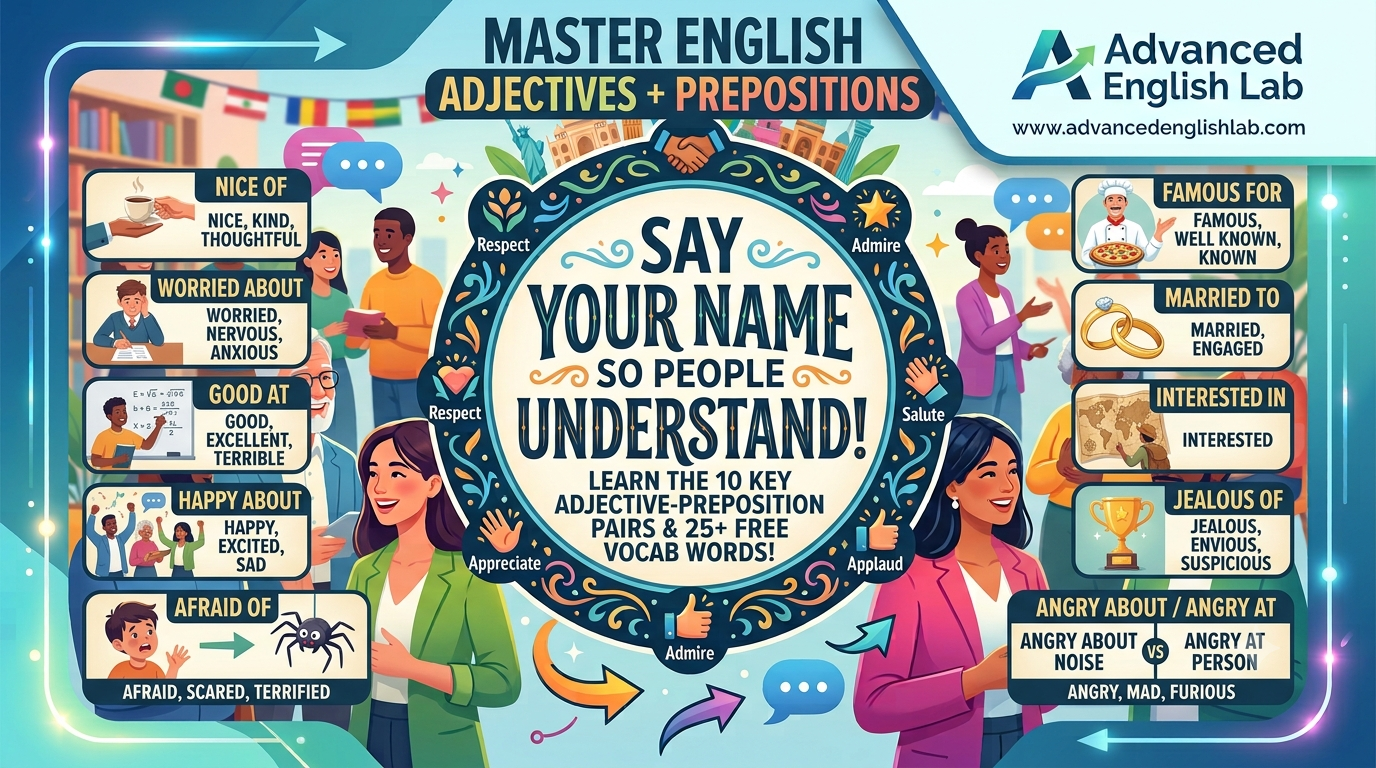 Master English ADJECTIVES + PREPOSITIONS