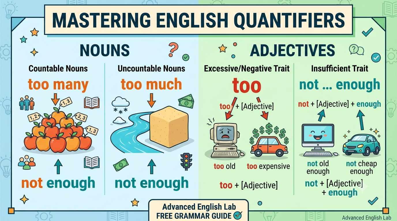 Master English Quantifiers Too Many, Too Much, and Not Enough