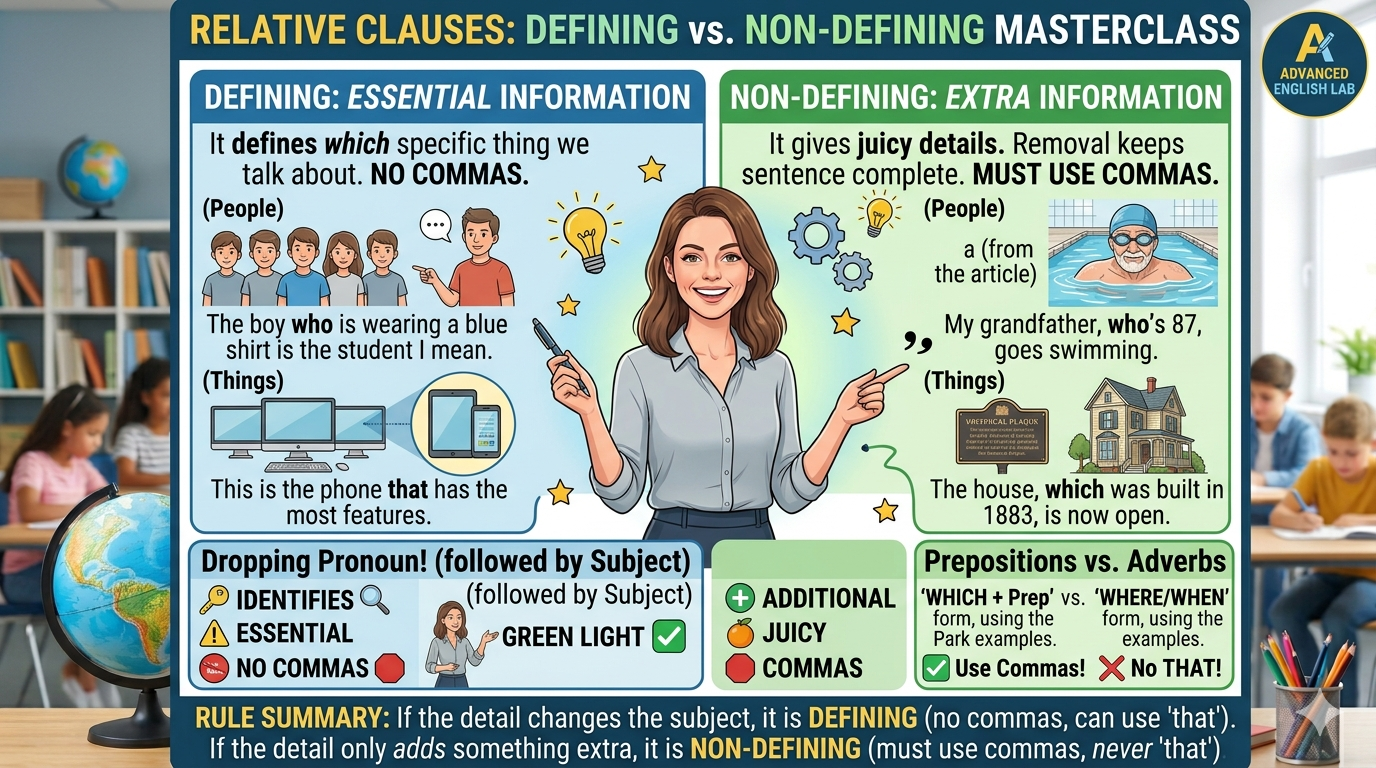 Relative clauses non-defining relative clauses