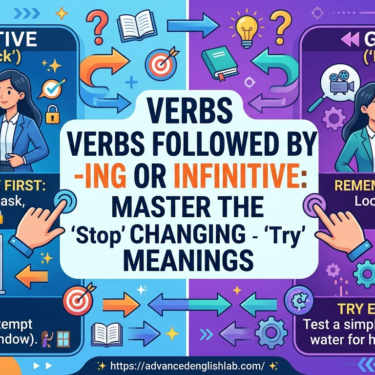 Verbs followed by '-ing' or infinitive to change meaning