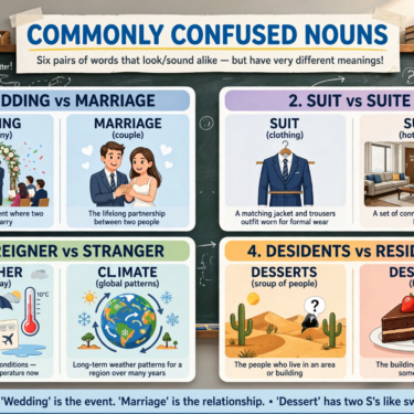 12 Commonly Confused Nouns Wedding vs. Marriage, Suit vs. Suite & More