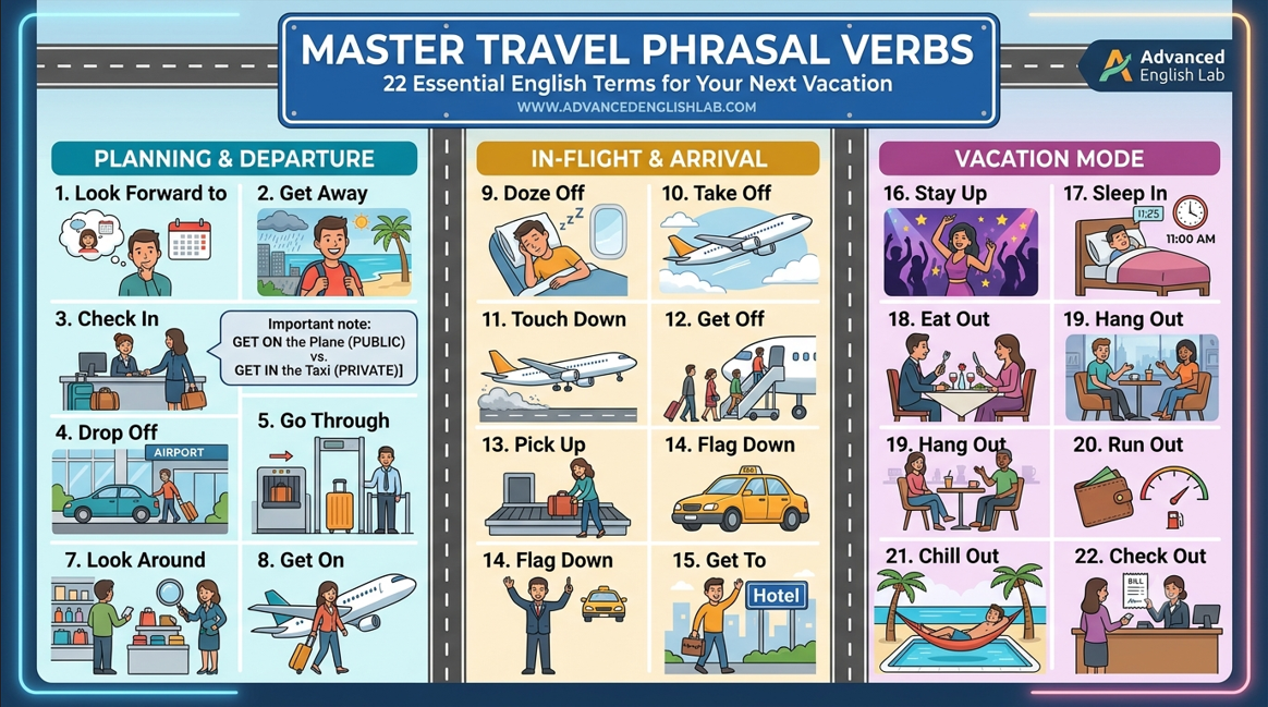 22 Essential English Phrasal Verbs for Travel and Vacation