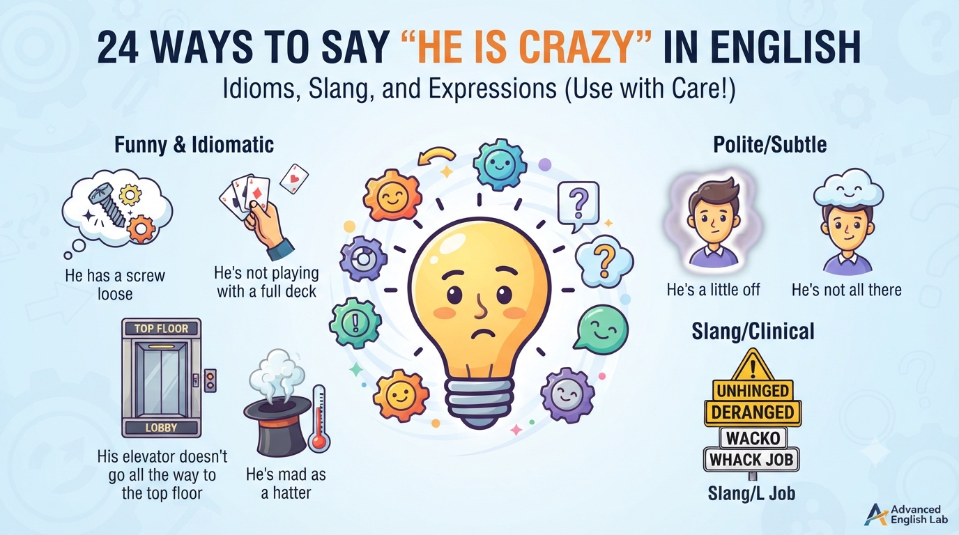 24 Creative Ways to Say He is Crazy in English