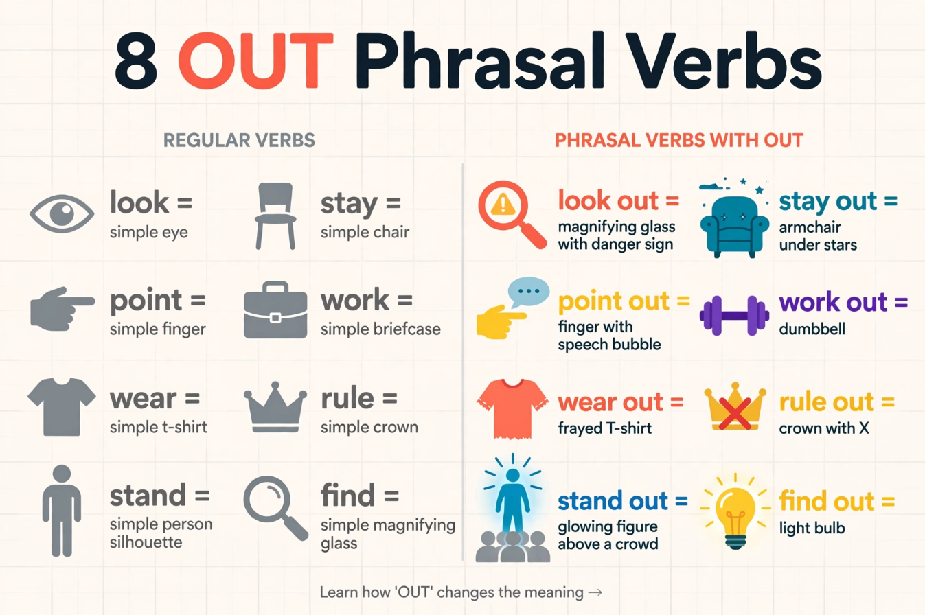 Master 8 Essential ‘OUT’ Phrasal Verbs From ‘Look Out’ to ‘Find Out’
