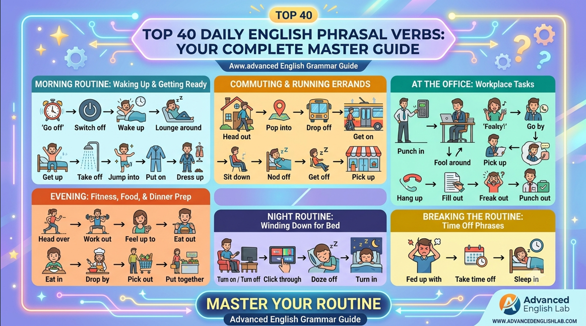 Master Your Routine: 40 Essential Phrasal Verbs for Everyday English