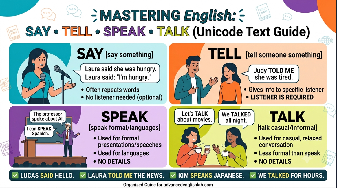Mastering Vocal Verbs Say, Tell, Speak, and Talk