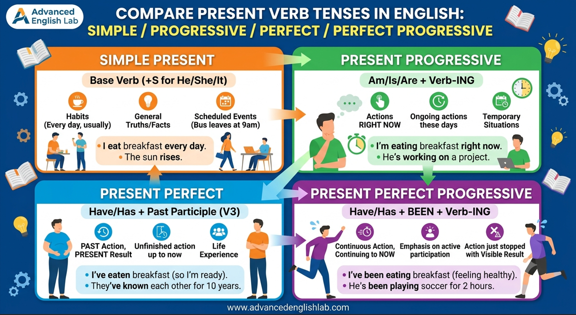 Present Verb Tenses in English The Ultimate Side-by-Side Comparison Guide